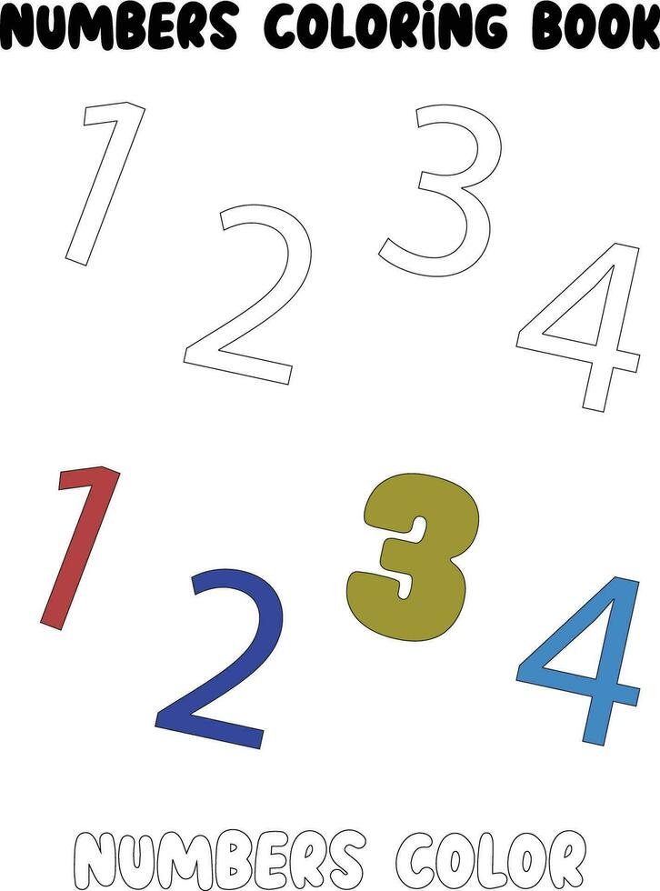 vector geheugenkaart aantal 1-2-3-4- peuter- werkblad zwart en wit schets