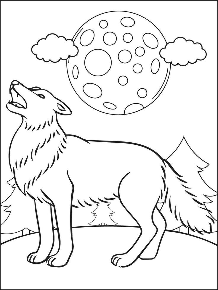 vrij vector hand- getrokken wolf schets illustratie- wolf kleur Pagina's - vector