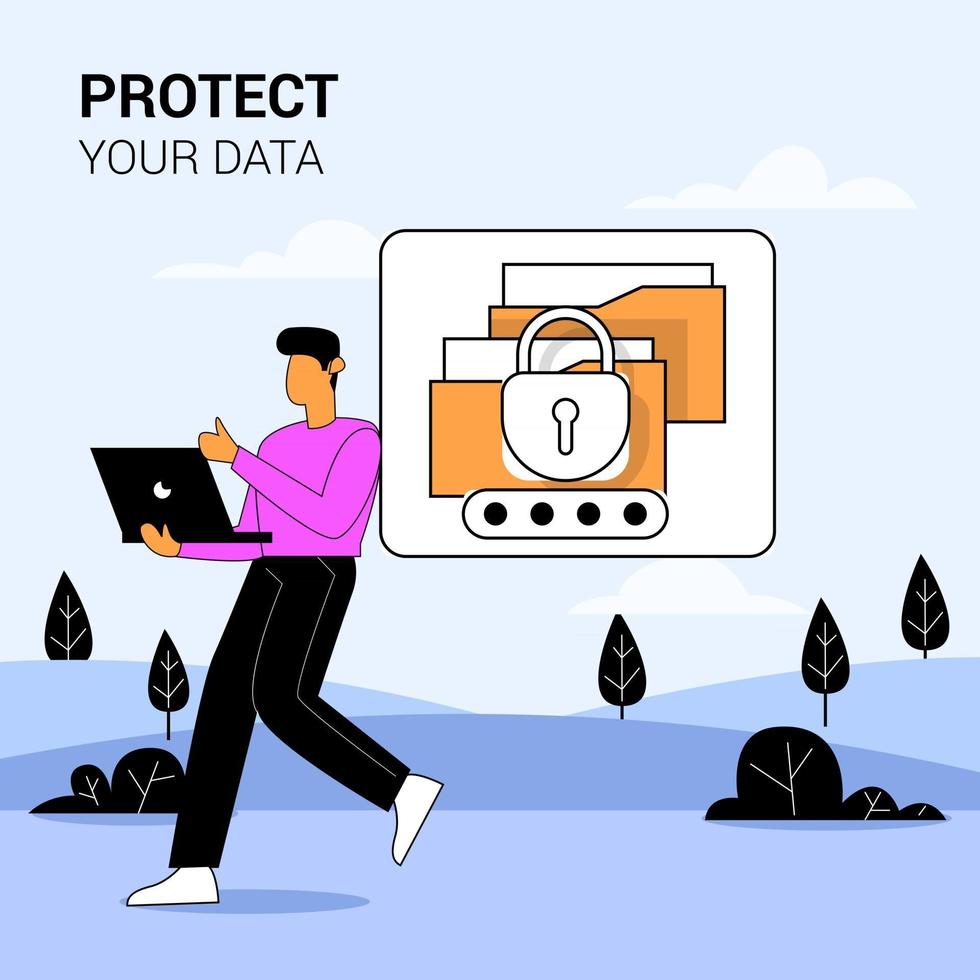 bescherm uw gegevens tegen hackers illustratie concept vector