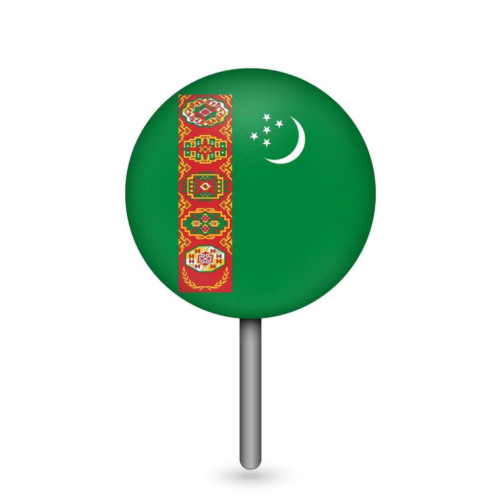 kaartaanwijzer met contry turkmenistan. Turkmenistaanse vlag. vectorillustratie. vector