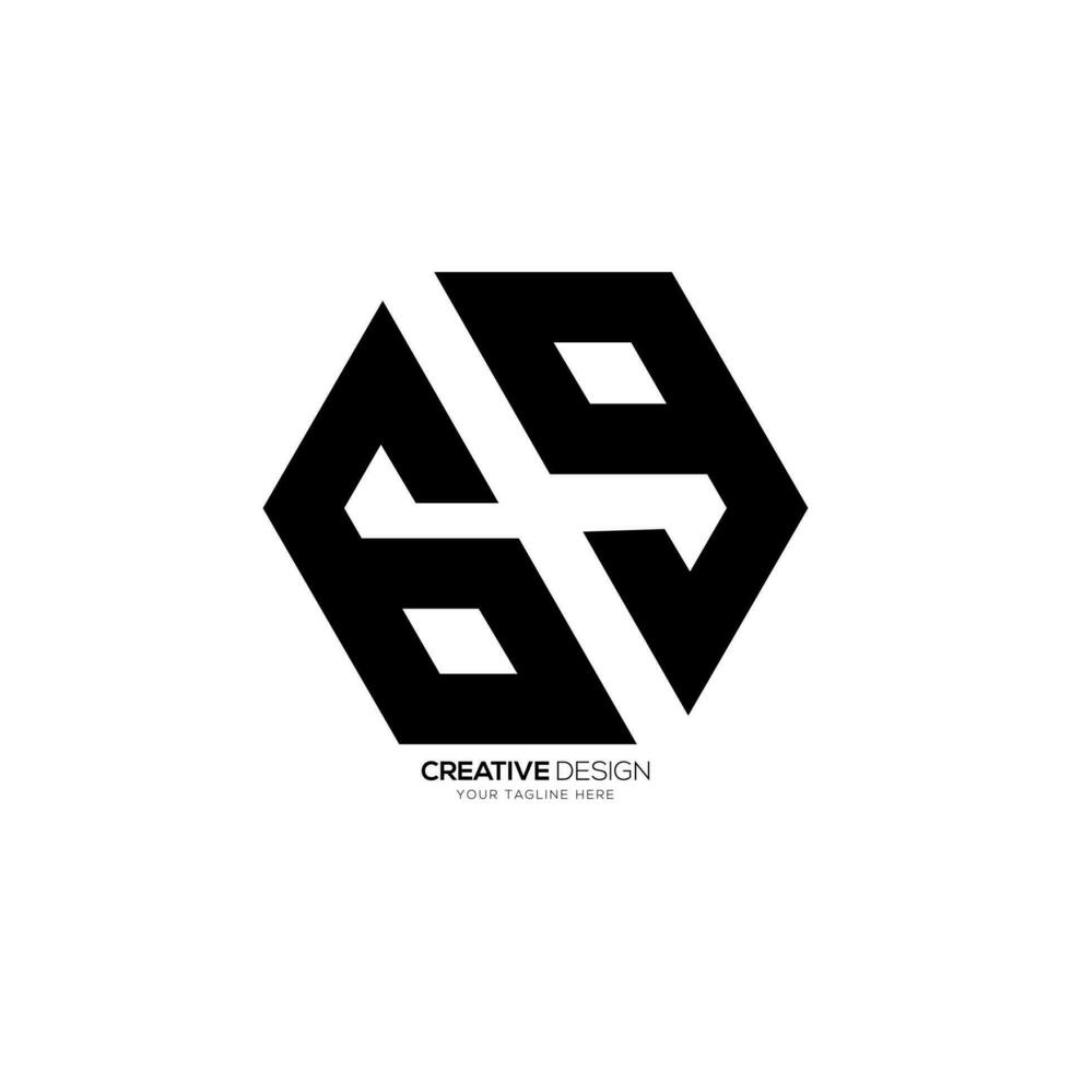 69 verjaardag met modern zeshoekig vorm aantal abstract monogram logo vector