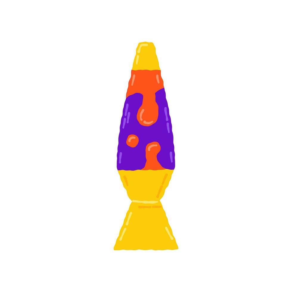 nacht lava lamp 00s, jaren 2000. hand- getrokken vlak tekenfilm element. vector illustratie