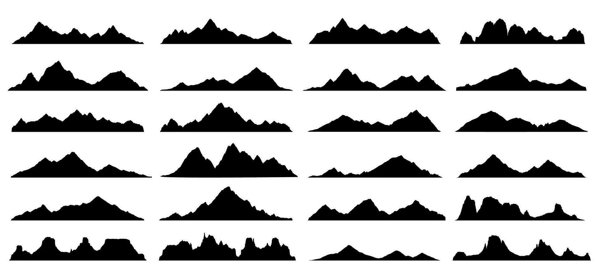 zwart steen, heuvel, berg silhouetten, landschap vector