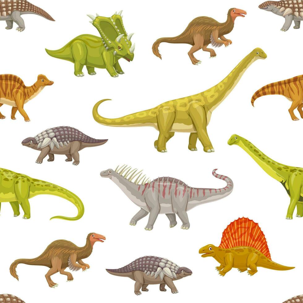 tekenfilm dinosaurus reptiel dier tekens patroon vector