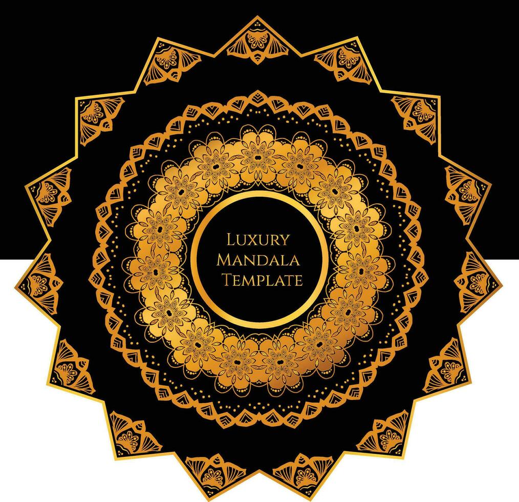 vector modern luxe mandala achtergrond voor decoratie, afdrukken, nodig uit, bruiloft, etnisch in gouden kleur