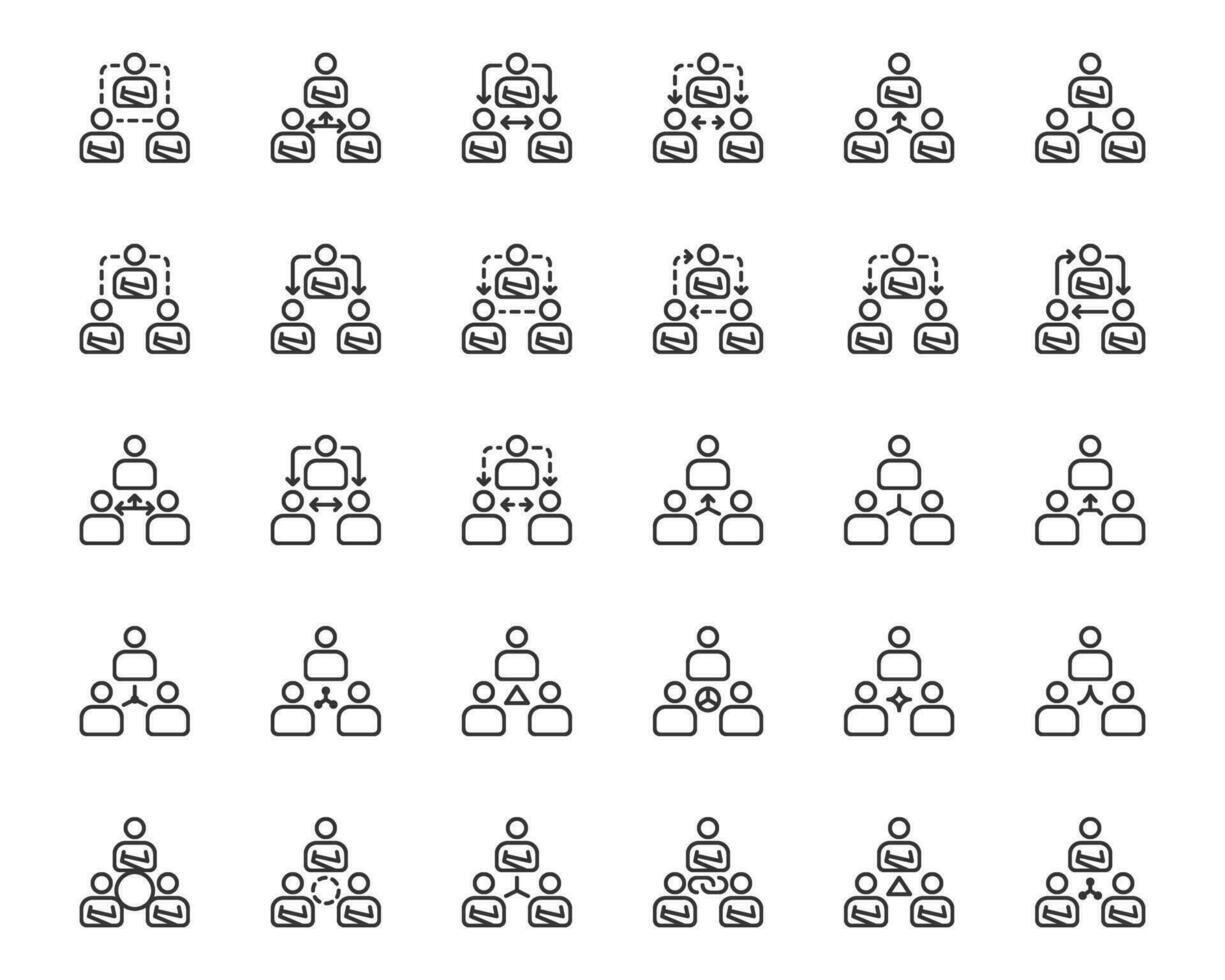 mensen bedrijf delegeren pictogrammen lijn vector ,team , workflow , ontwerp elementen pictogrammen wo logo en infographics