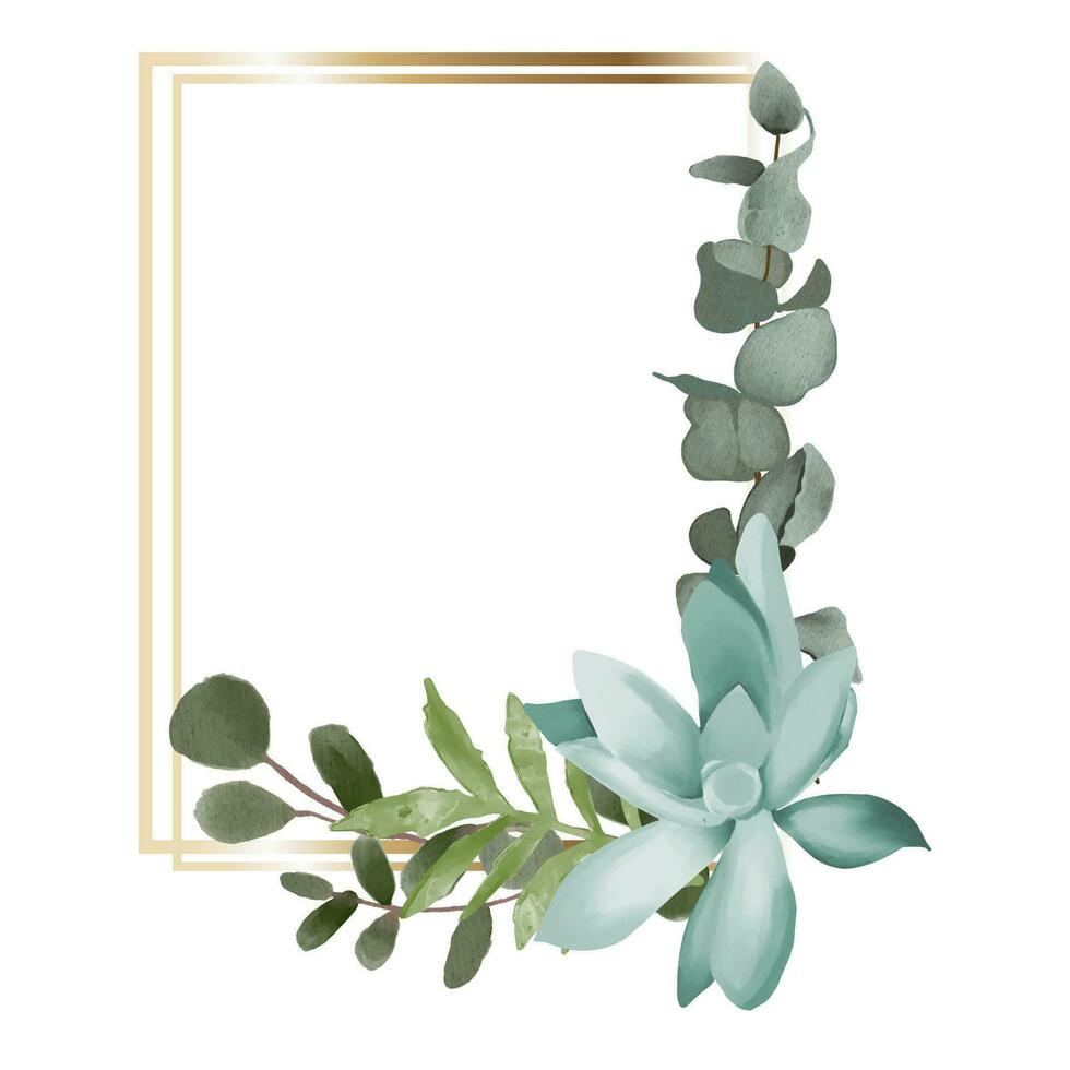 boho-stijl waterverf eucalyptus en sappig bruiloft lauwerkrans. vector