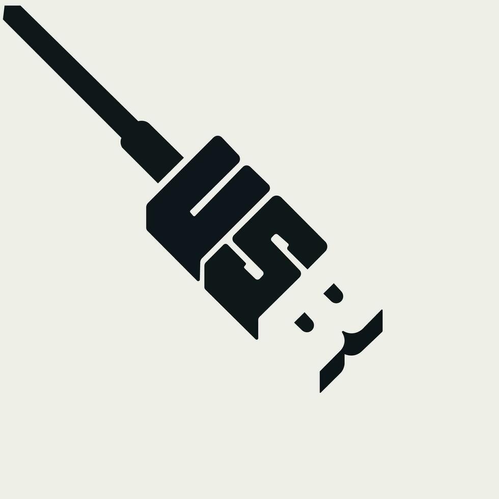 vector USB tekst logo ontwerp