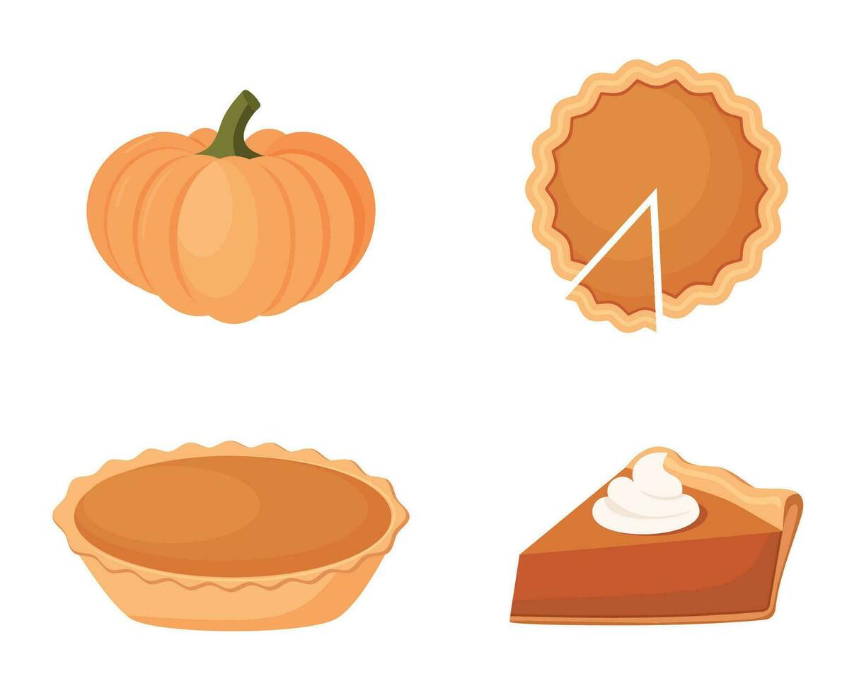 taarten vector illustratie.thanksgiving en vakantie pompoen taart. grafisch elementen voor web plaats bladzijde en mobiel app ontwerp vector element