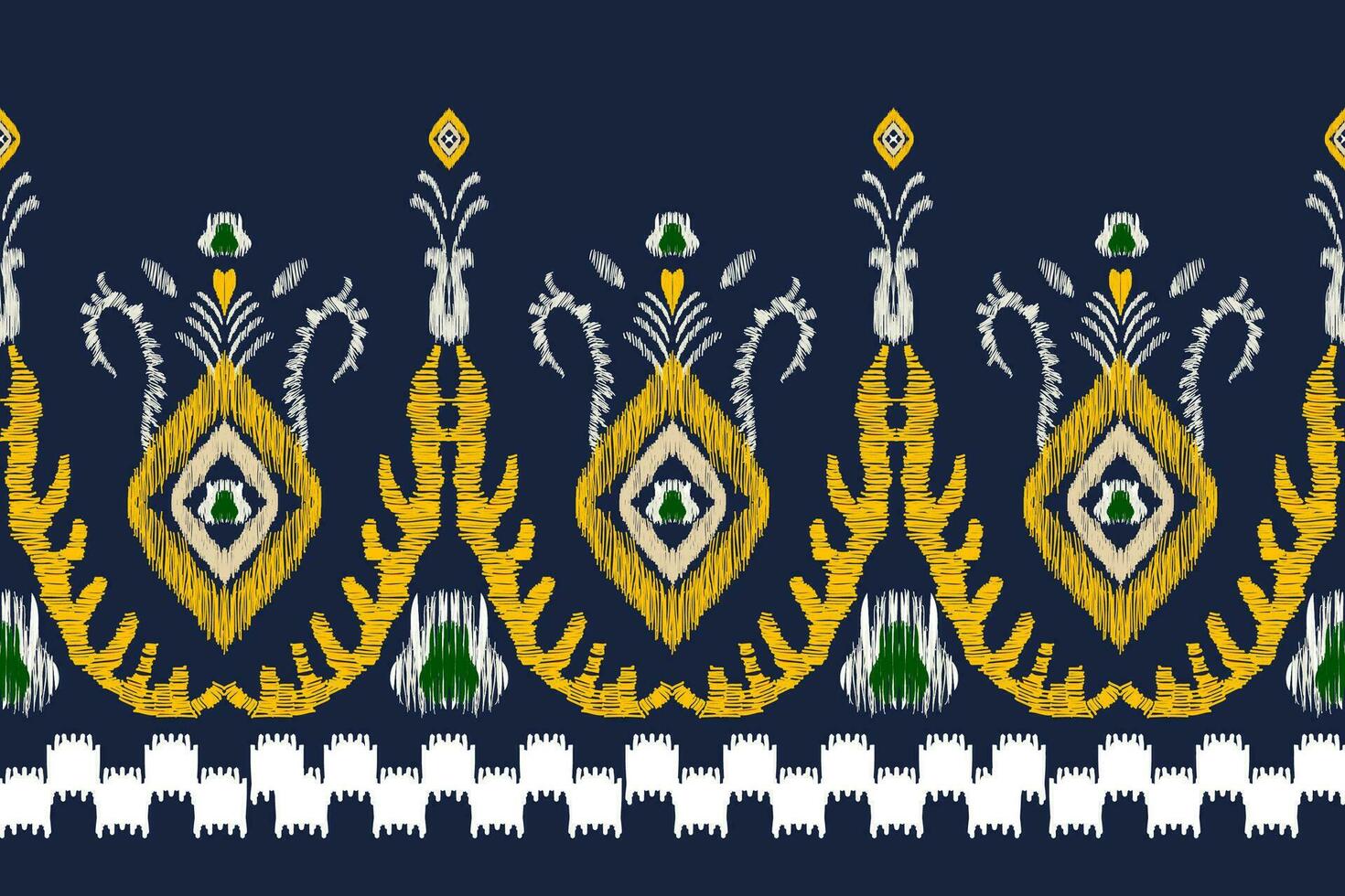 ikat vector etnisch naadloos patroon ontwerp. ikat aztec kleding stof tapijt ornamenten textiel decoraties behang.