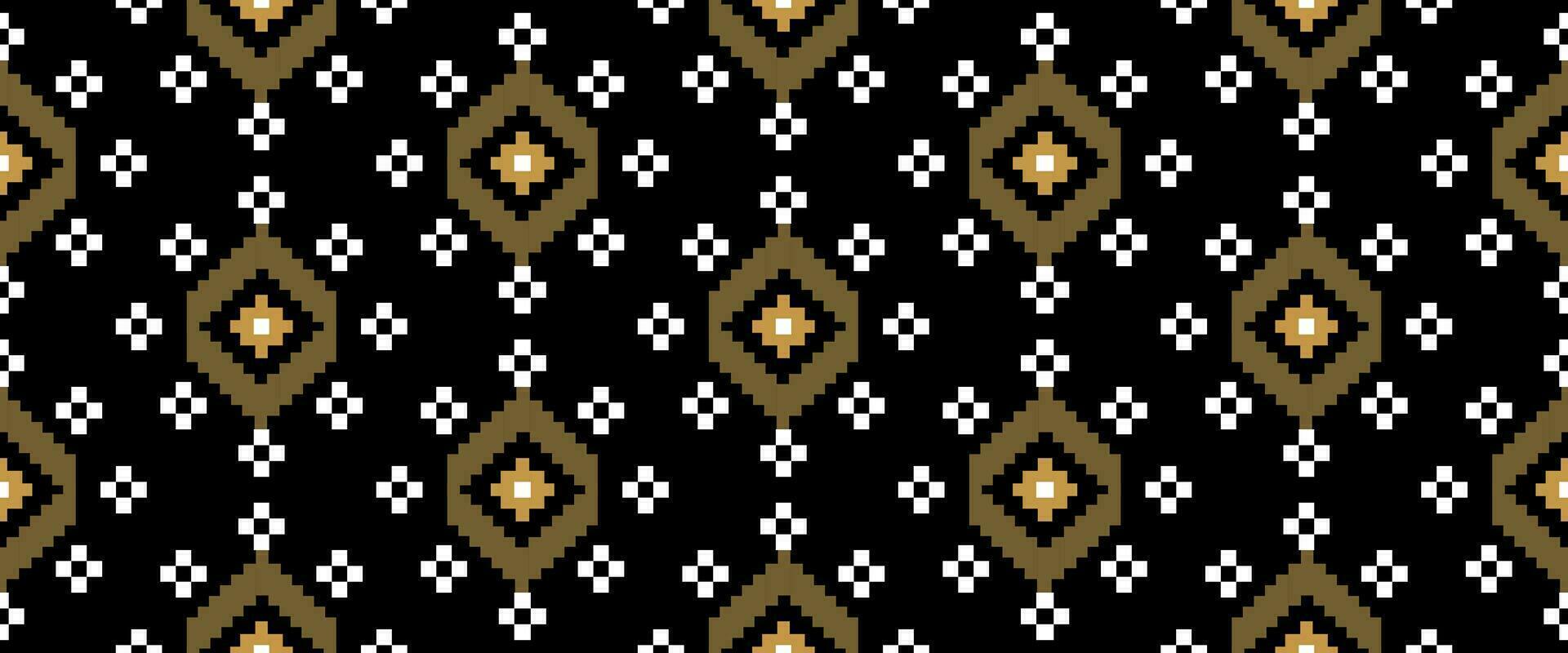 kruissteek. etnisch patronen. Indisch meetkundig patroon inheems patroon. zwart achtergrond. afdrukken kleding stof, textiel, kleding, breigoed. vector
