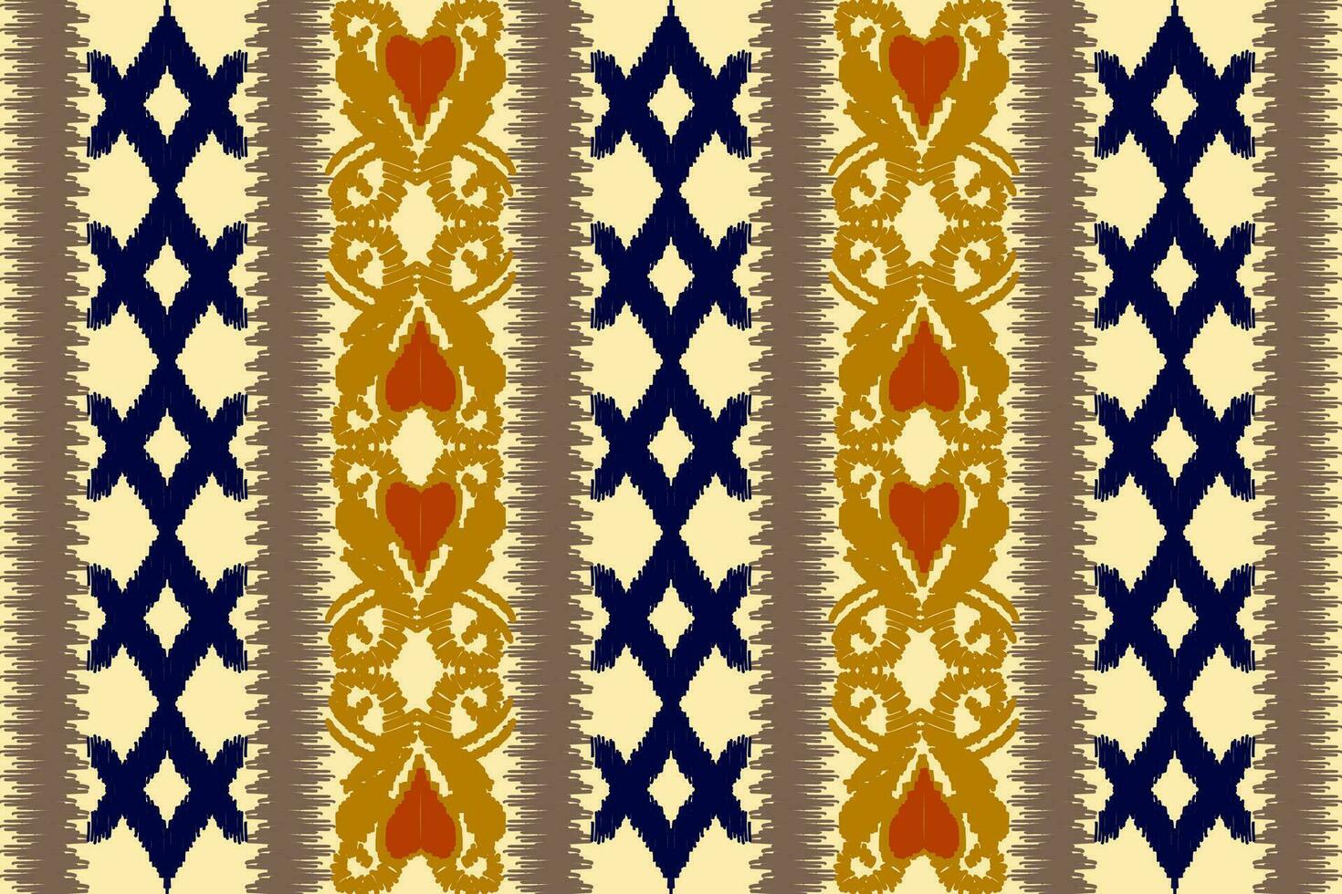 Thais ikat paisley patroon Aan licht geel achtergrond, traditioneel oosters meetkundig patroon, aztec abstract vector patroon ontwerp voor