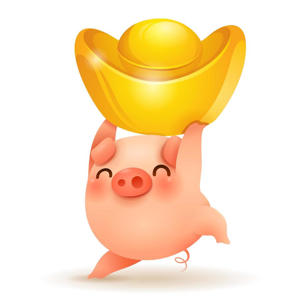 Little Pig with Chinese gold vector