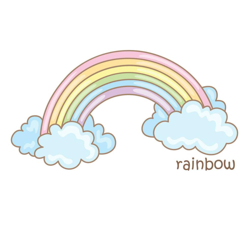 alfabet r voor regenboog woordenschat school- les tekenfilm illustratie vector clip art sticker