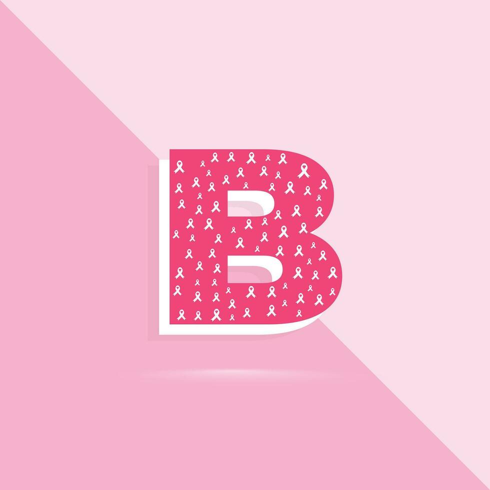 roze kleur brief b logo en icoon voor borst kanker bewustzijn maand vector