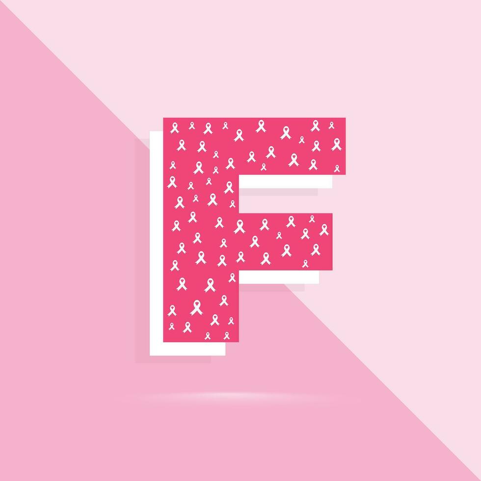 roze kleur brief f logo en icoon voor borst kanker bewustzijn maand vector