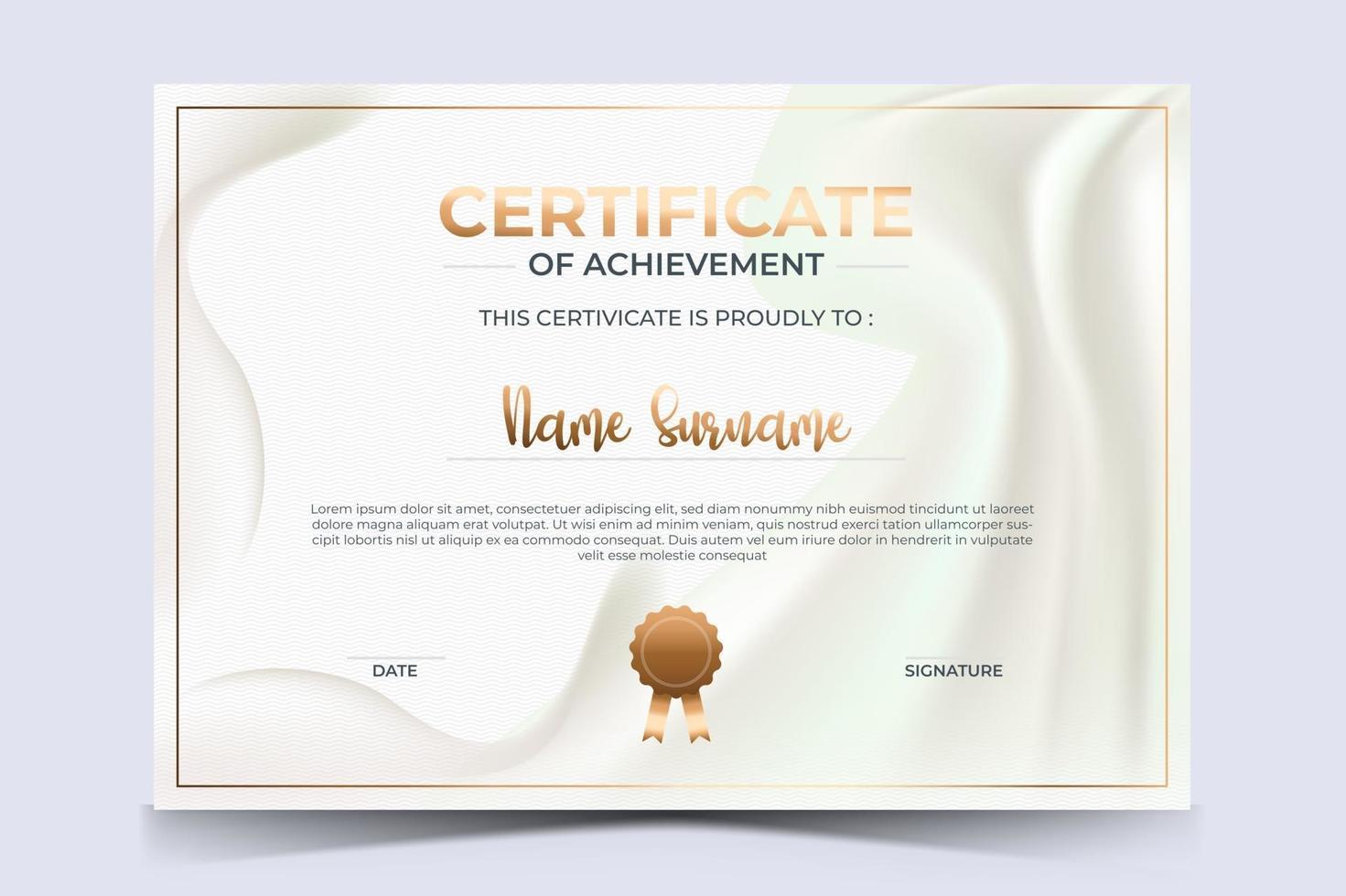 luxe certificaat van waardering award sjabloon met gouden stijl. vector