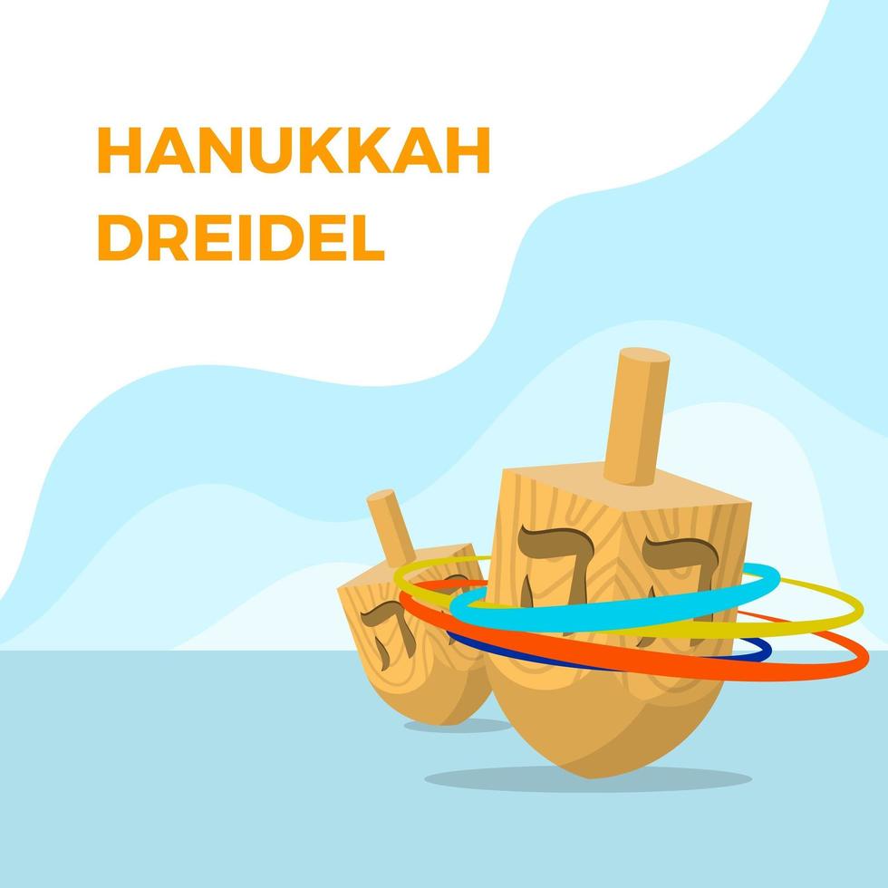 Flat Dreidel Hanukkah Vector Illustration