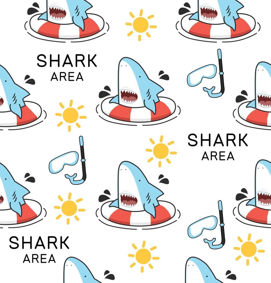 haai open mond met opblaasbare ring naadloze patroon achtergrond vector