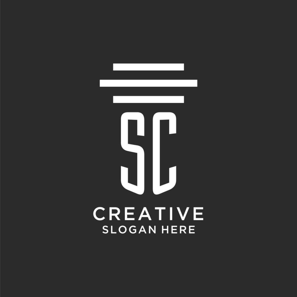 sc initialen met gemakkelijk pijler logo ontwerp, creatief wettelijk firma logo vector