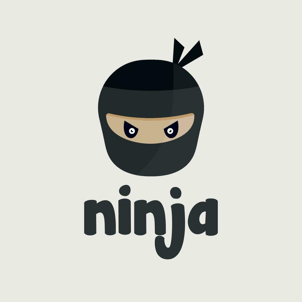 schattig Ninja met heel boos kijken vector