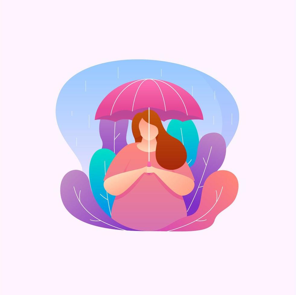 girl holding umbrella vector