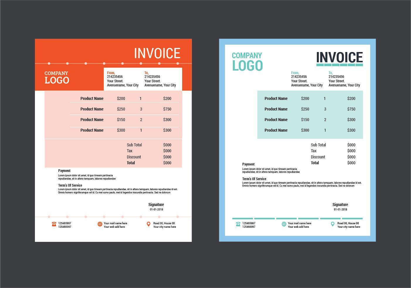 Custom Invoice Template Layout Design vector