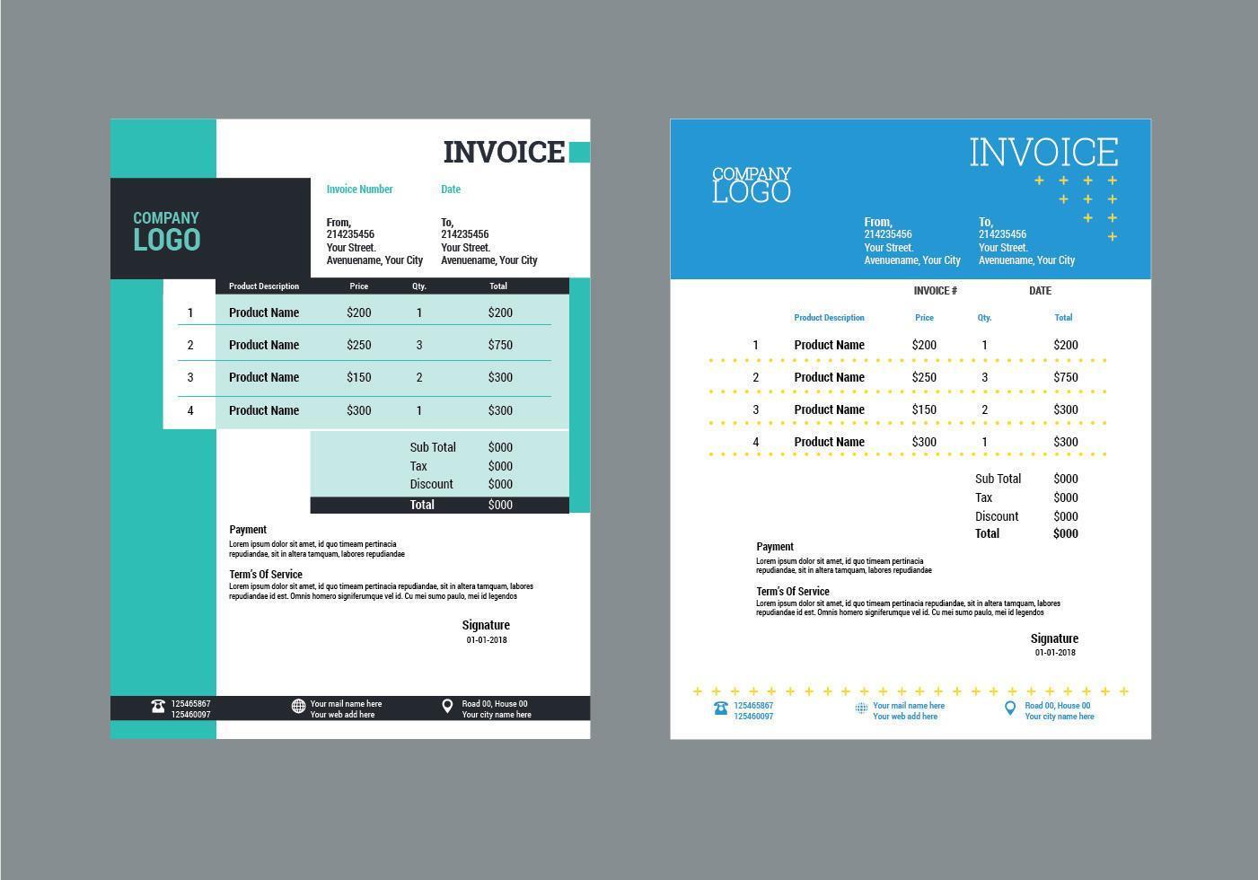 Modern Invoice Template Design for Business vector