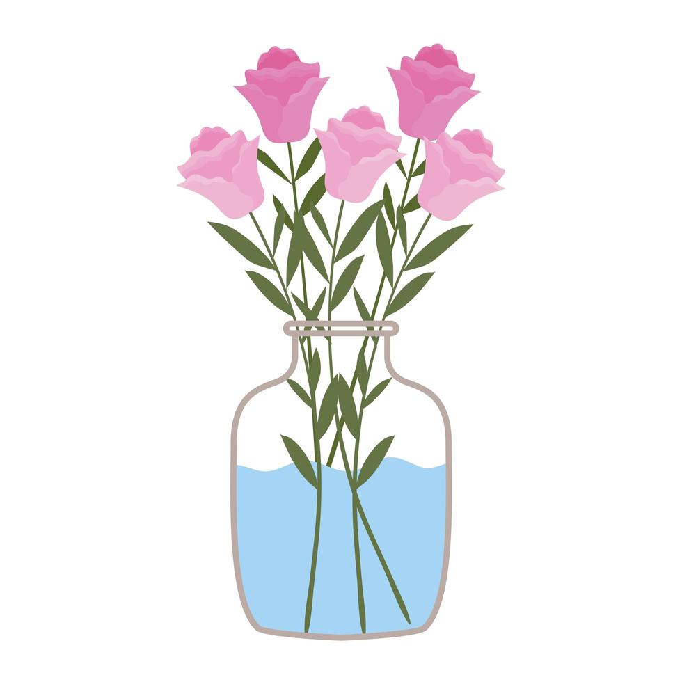 rozen in een vaas met water vector