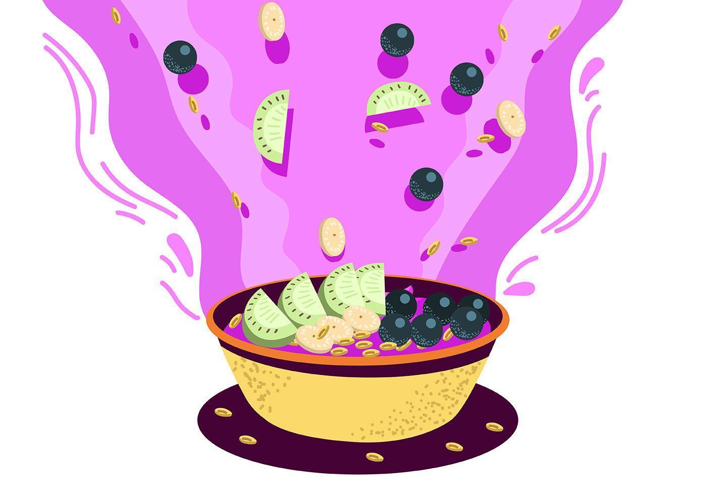 Color Acai Bowl vector