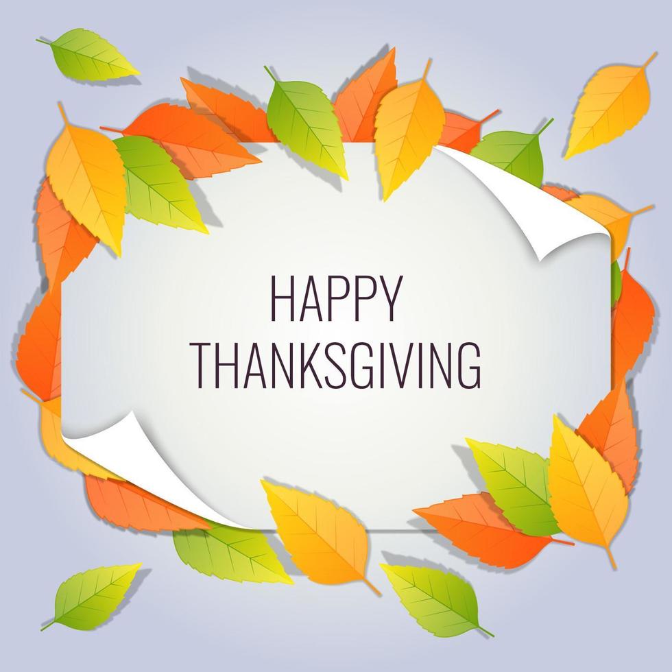 Beautiful Happy Thanksgiving Paper Cut Leaves Background Illustration vector