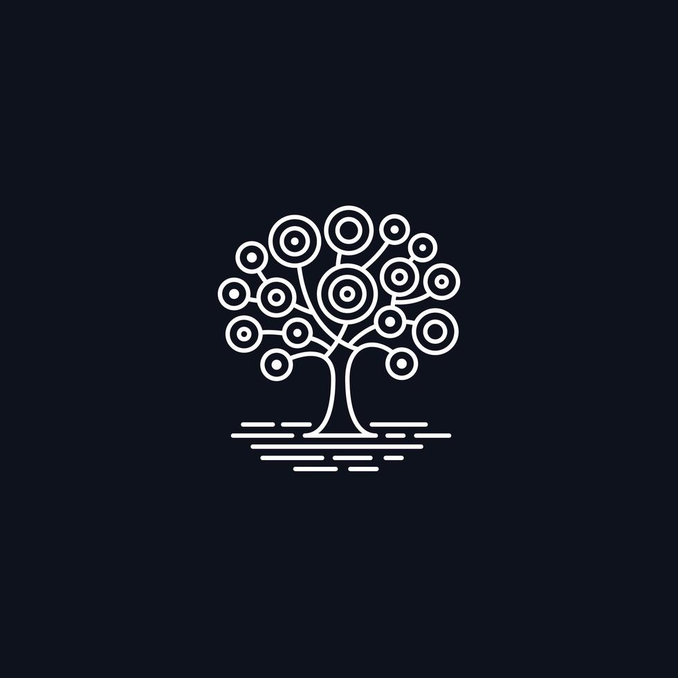 Line Symbol, Tree on meadow vector