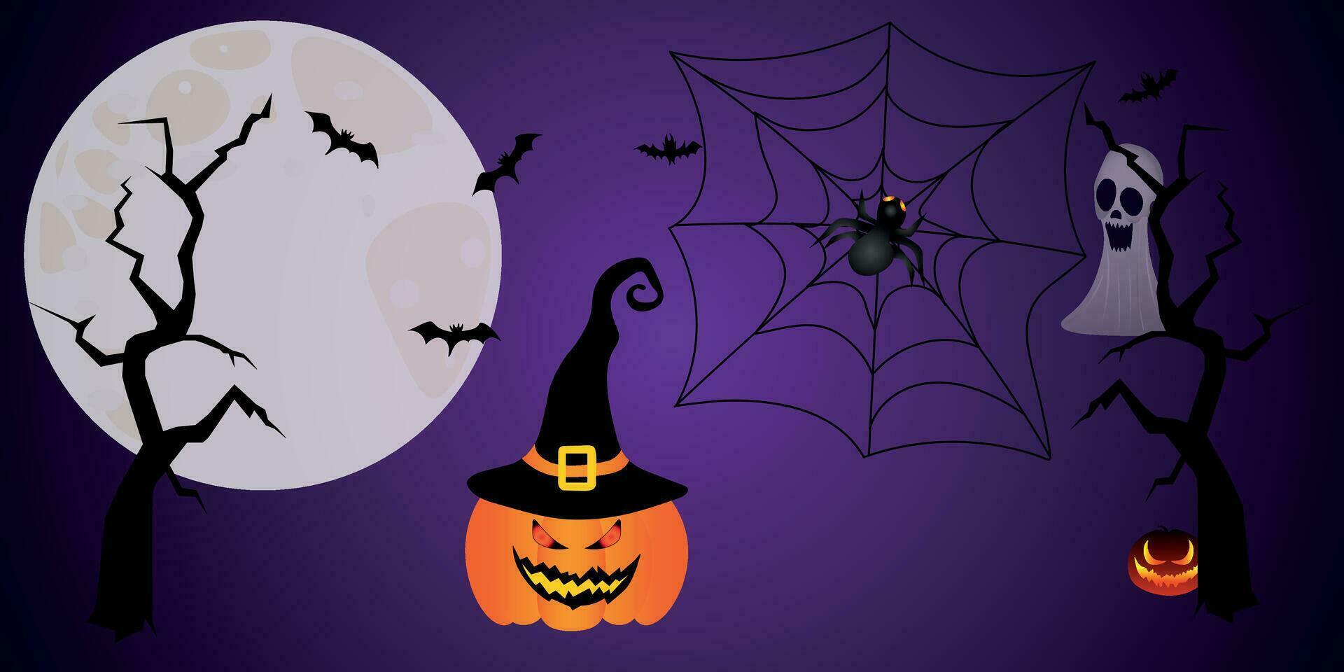 halloween spookachtig nacht tafereel vector beeld
