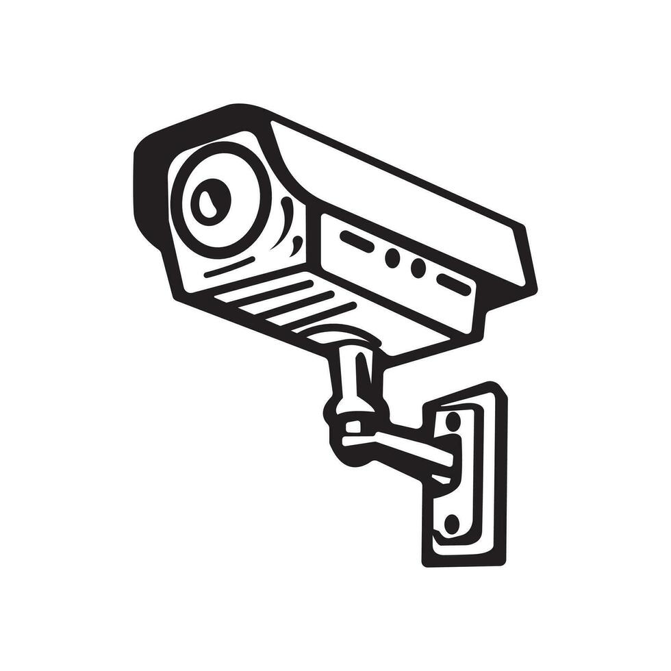 veiligheid camera. cctv toezicht systeem. toezicht houden, bewaker apparatuur, inbraak of diefstal preventie. vector illustratie geïsoleerd Aan wit achtergrond. bewerkbare hartinfarct.