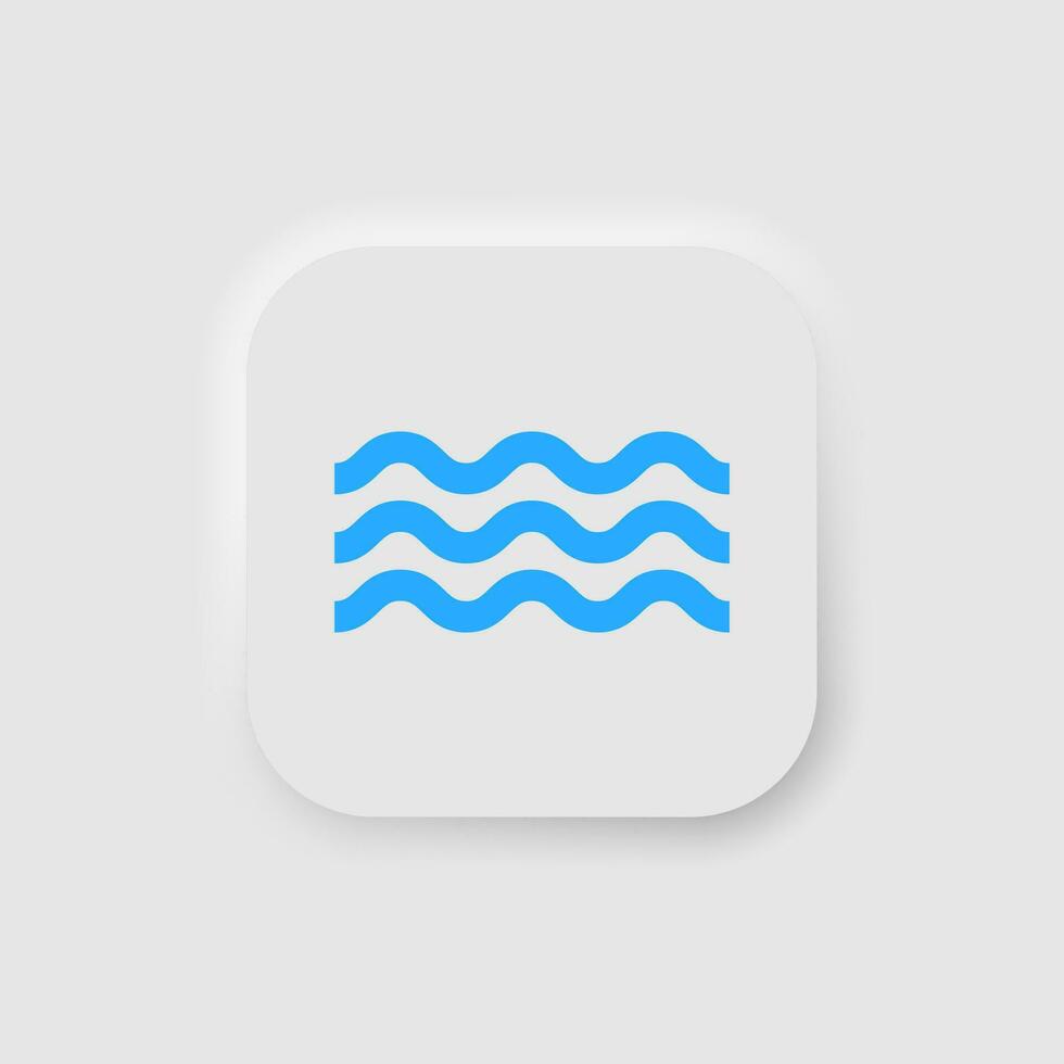 water icoon in neumorfisme stijl. pictogrammen voor bedrijf, wit ui, ux. water zwembad symbool. verkoudheid blauw water, water lijn, Golf. neumorf stijl. vector illustratie.