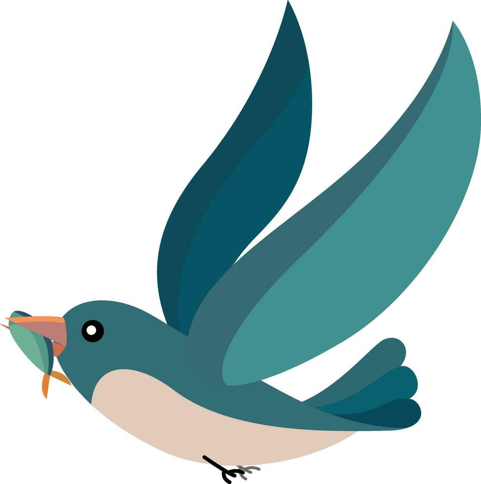 vogel vliegend met een vis falaat stijl voorraad vector illustratie, vogel draag- een bidden dier vis voorraad vector beeld