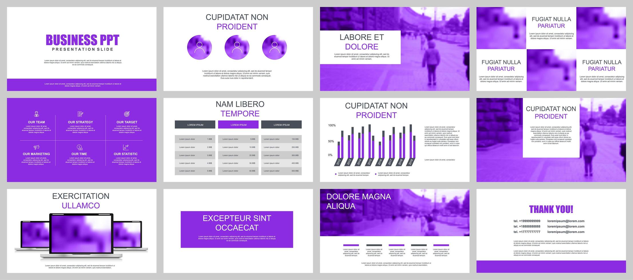 Purple Business Presentation Slide Templates vector