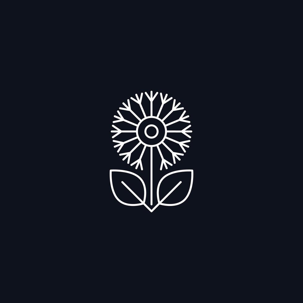 Line Symbol, flower with leaves, vector design element