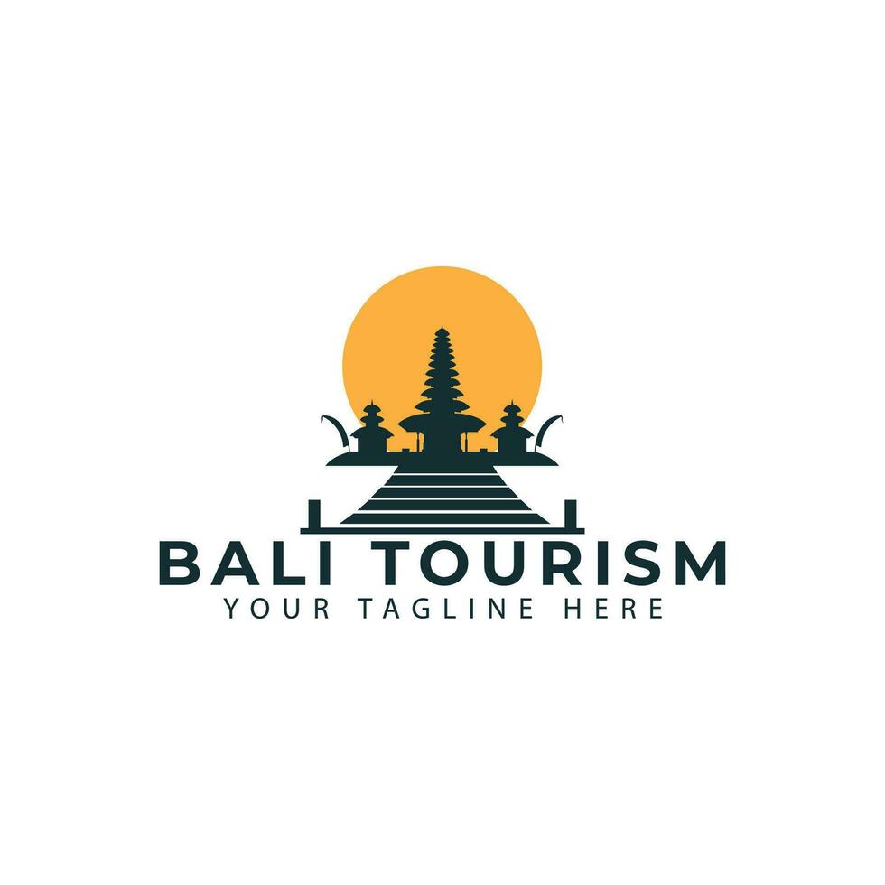 Bali tempel logo toerisme Bali eiland religieus gebouw vector icoon symbool illustratie ontwerp