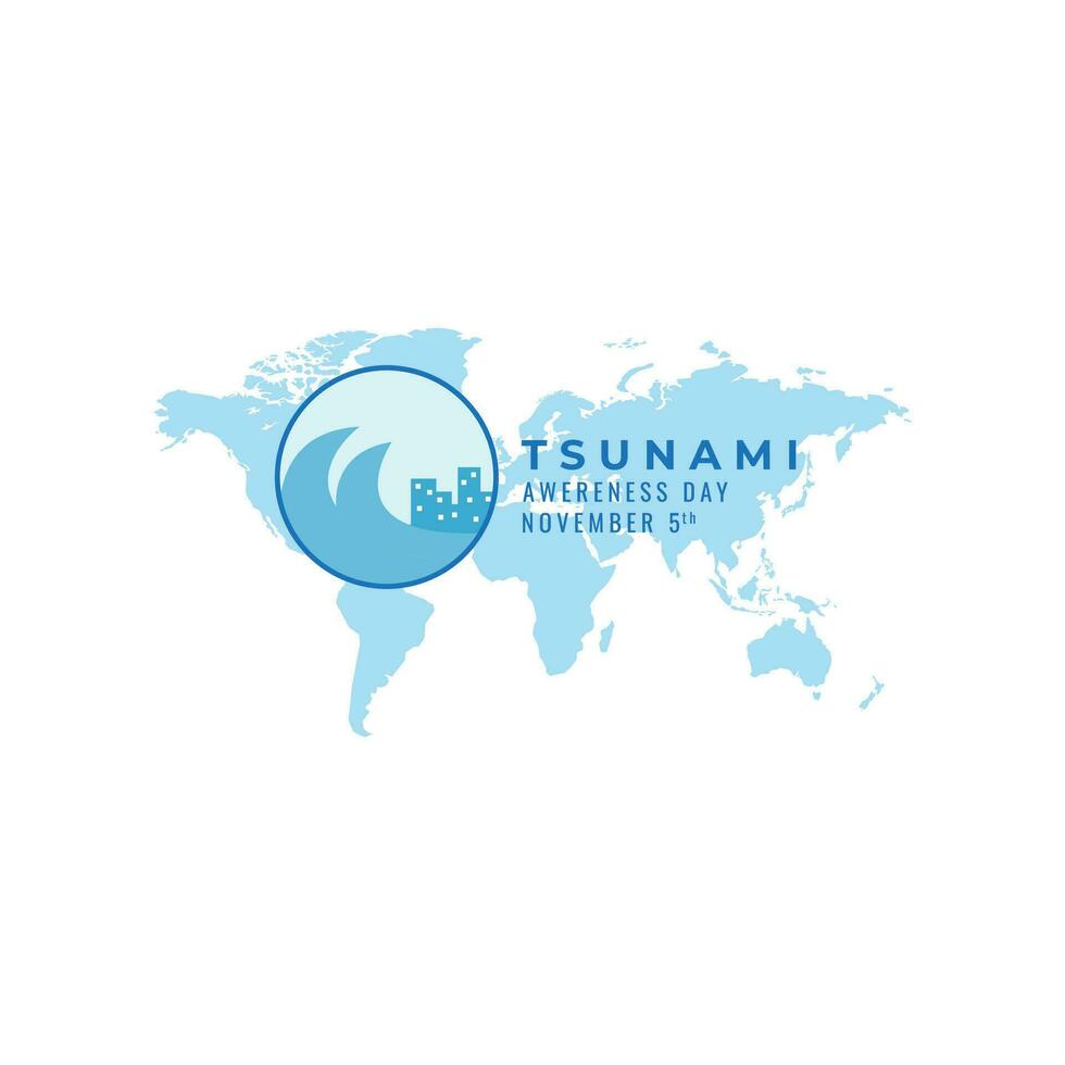 wereld tsunami bewustzijn dag concept ontwerp, embleem; voor affiche, tijdschrift, spandoek, vector icoon symbool illustratie ontwerp