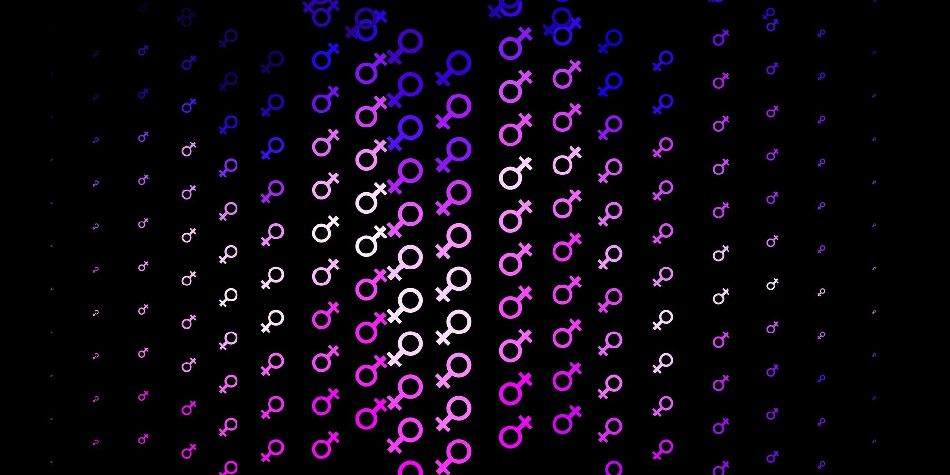 donkerpaarse, roze vectorachtergrond met vrouwensymbolen. vector