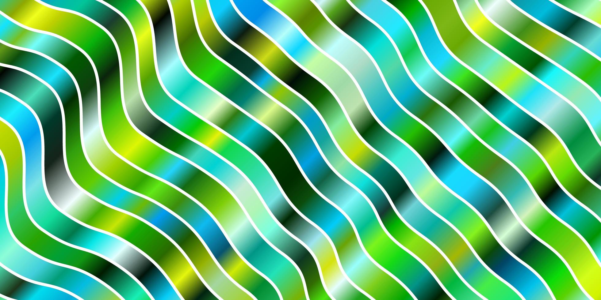 lichtblauwe, groene vectorachtergrond met gebogen lijnen. abstracte illustratie met bandy gradiëntlijnen. patroon voor commercials, advertenties. vector