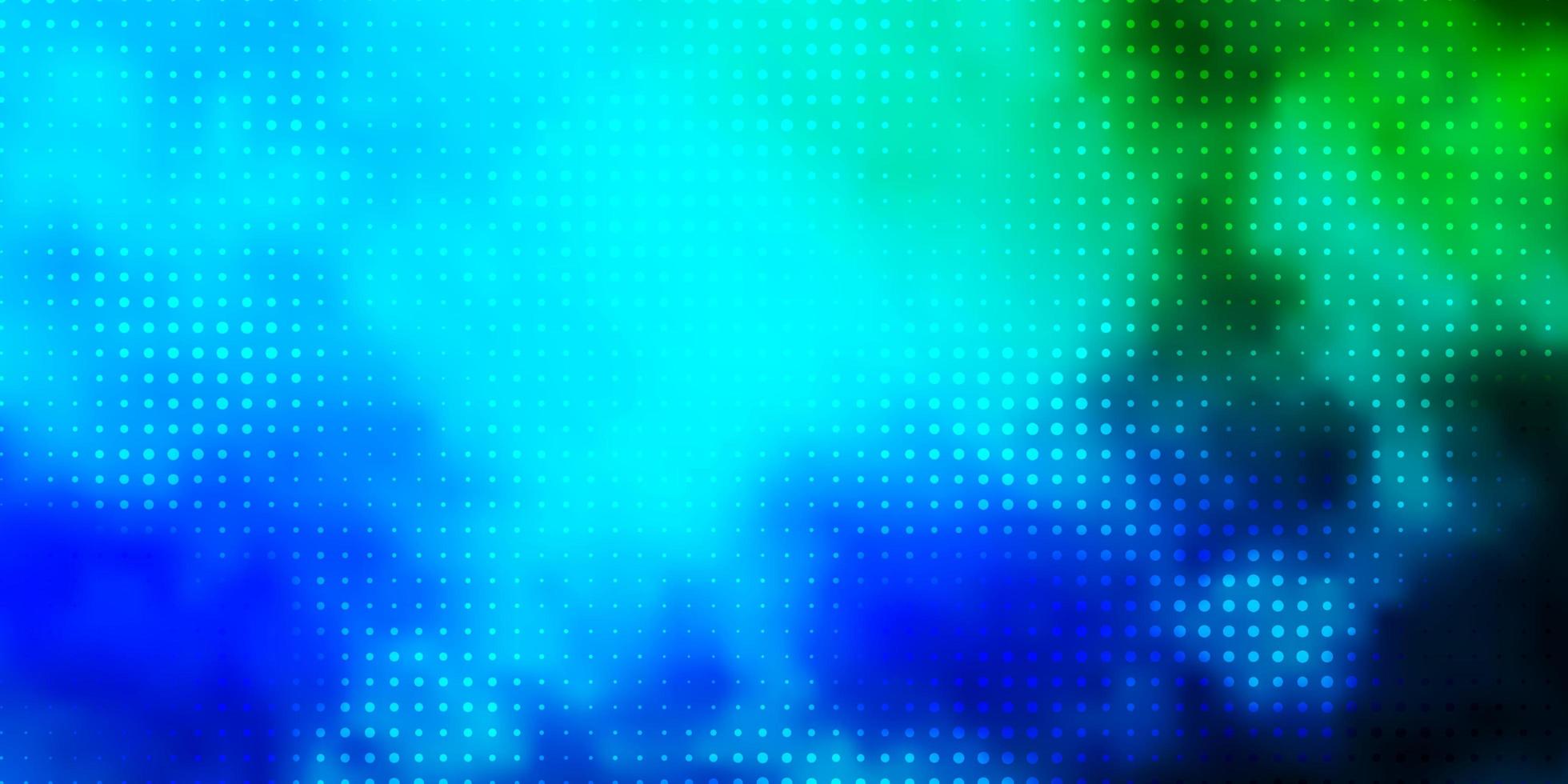 lichtblauwe, groene vectorachtergrond met stippen. abstracte kleurrijke schijven op eenvoudige gradiëntachtergrond. patroon voor behang, gordijnen. vector