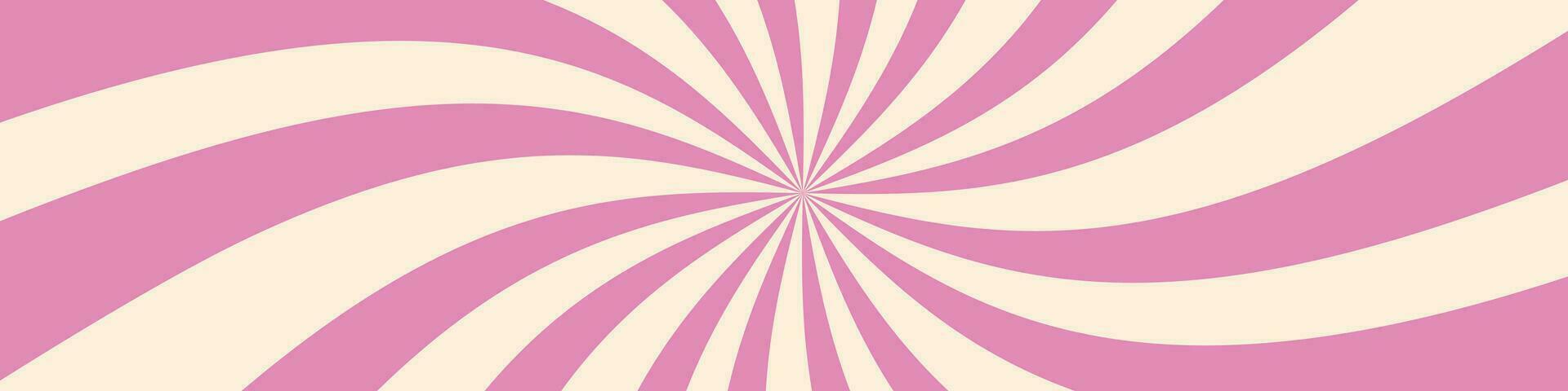 meisjesachtig roze radiaal achtergrond met retro gevoel. spiraal patroon aangevuld door grappig snoep en knal esthetiek. vlak vector illustratie geïsoleerd Aan wit achtergrond.