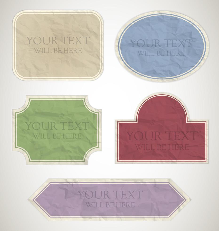 Vintage Crumpled paper labels vector