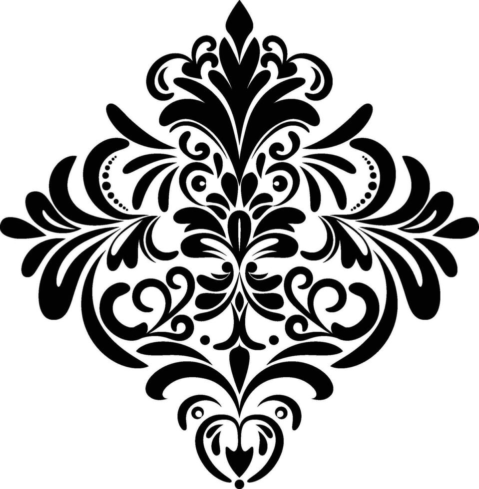 wijnoogst damast barok ornament met bloemen retro antiek stijl. geïsoleerd element voor bruiloft decoratie. vector