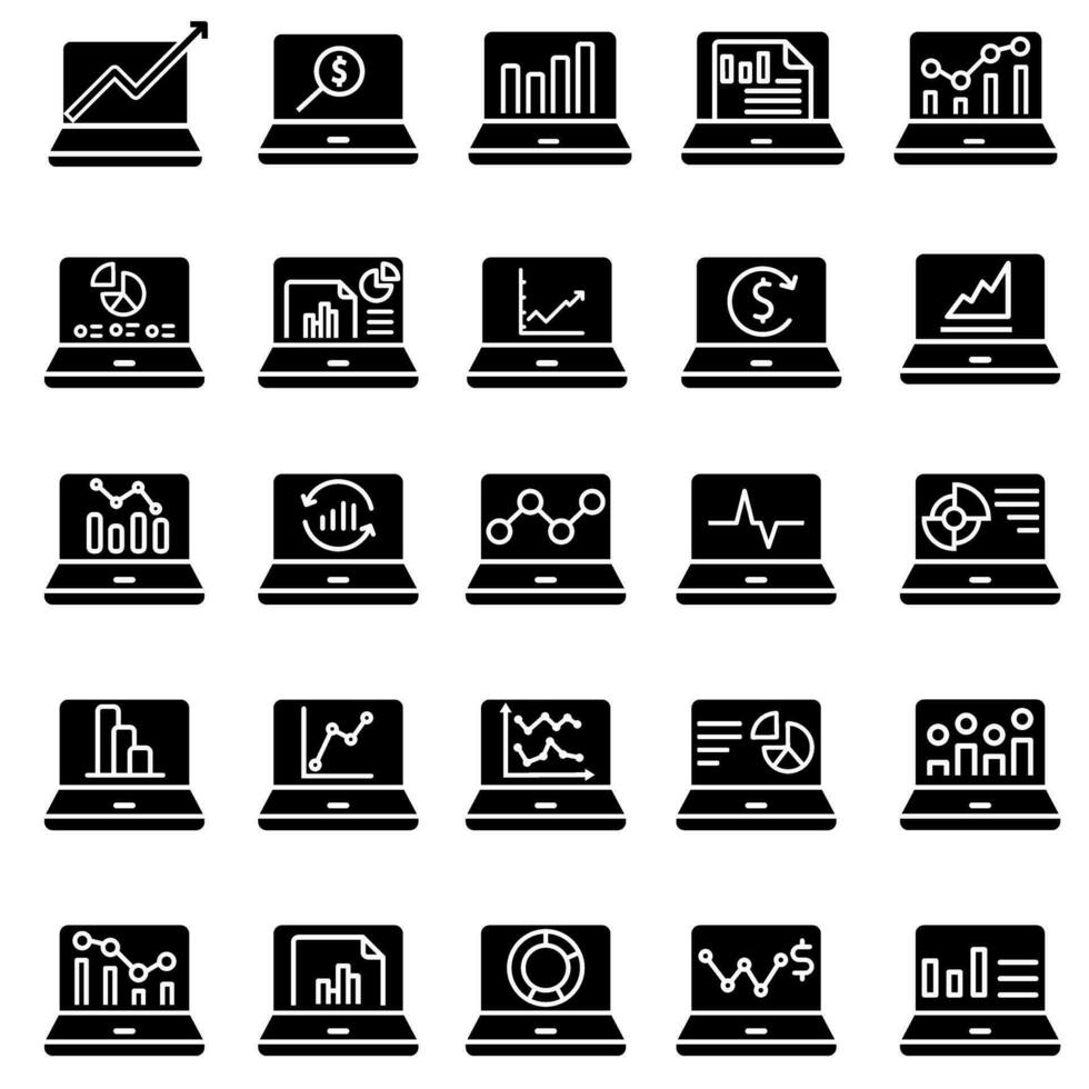 gegevens analyse icoon vector set. gegevens wetenschap illustratie teken verzameling. analytics symbool. handel logo.