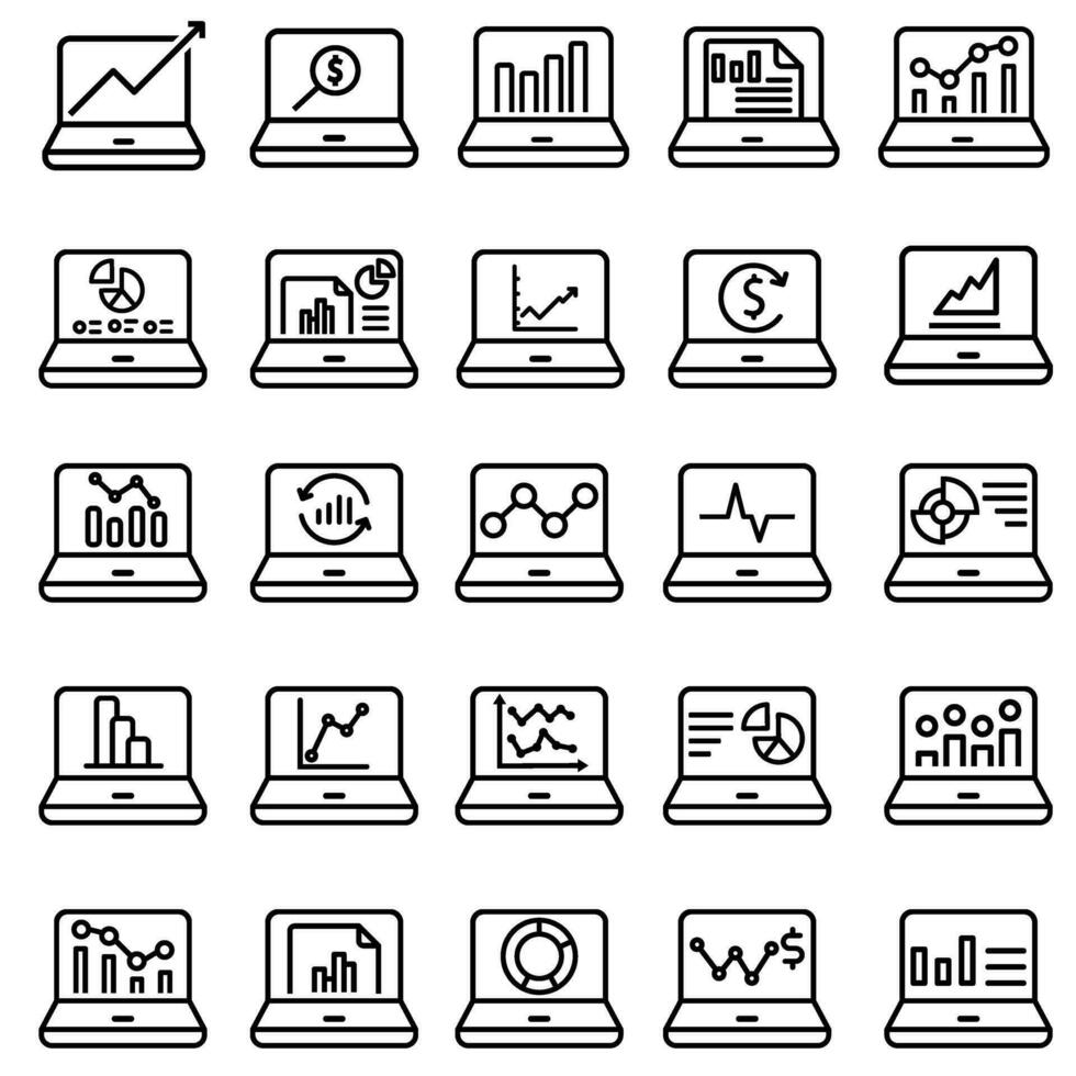 gegevens analyse icoon vector set. gegevens wetenschap illustratie teken verzameling. analytics symbool. handel logo.