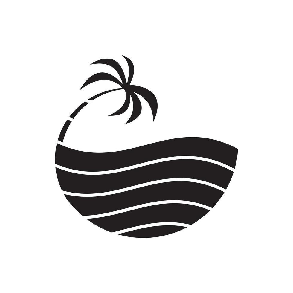 oceaan Golf met palm boom logo ontwerp vector illustratie