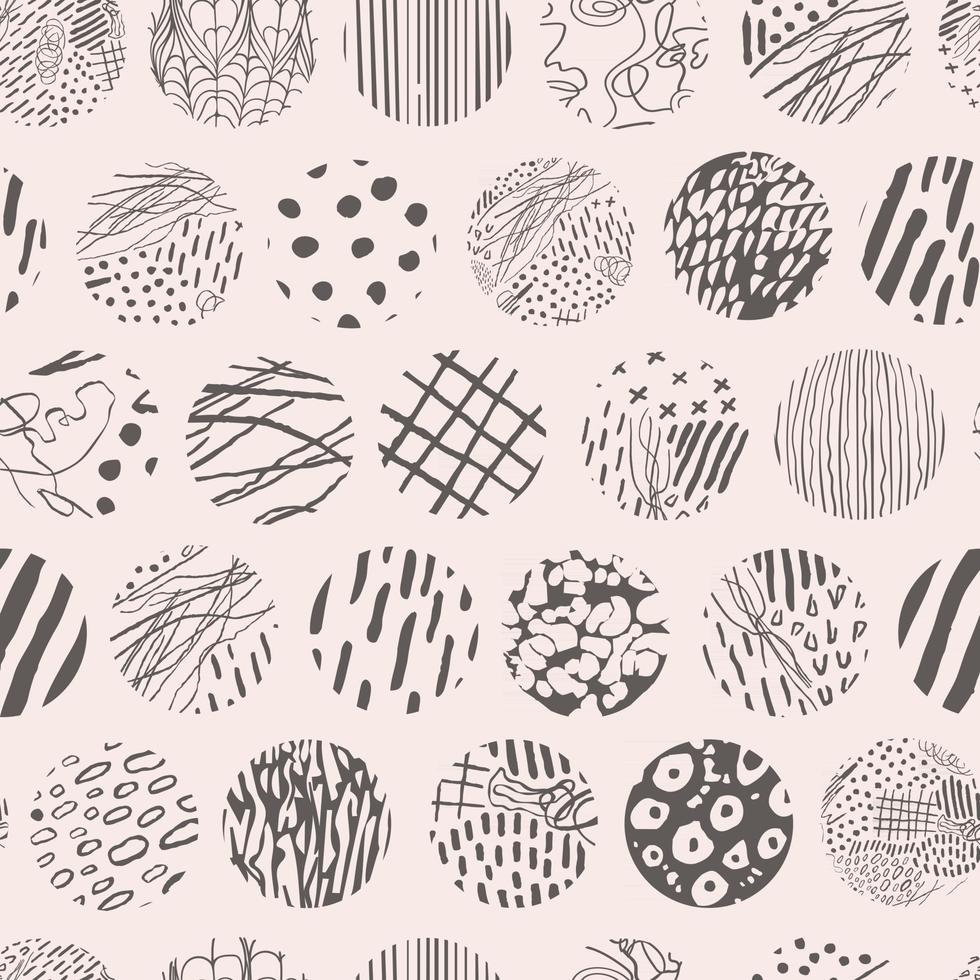 vector moderne naadloze achtergrond met kleurrijke hand getrokken abstracte ronde elementen, doodles. gebruik het voor behang, textielprint, opvulpatronen, web, textuur, inpakpapier, ontwerppresentatie